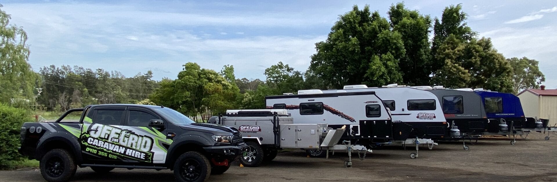A company ute with some of our caravans